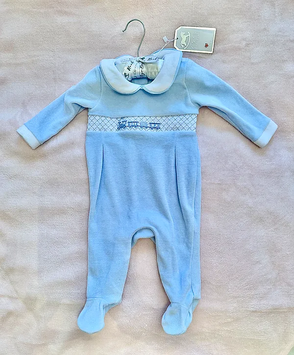 Velour train romper 3-6mo